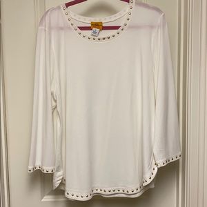 Ruby Rd Long Sleeve Studded Top